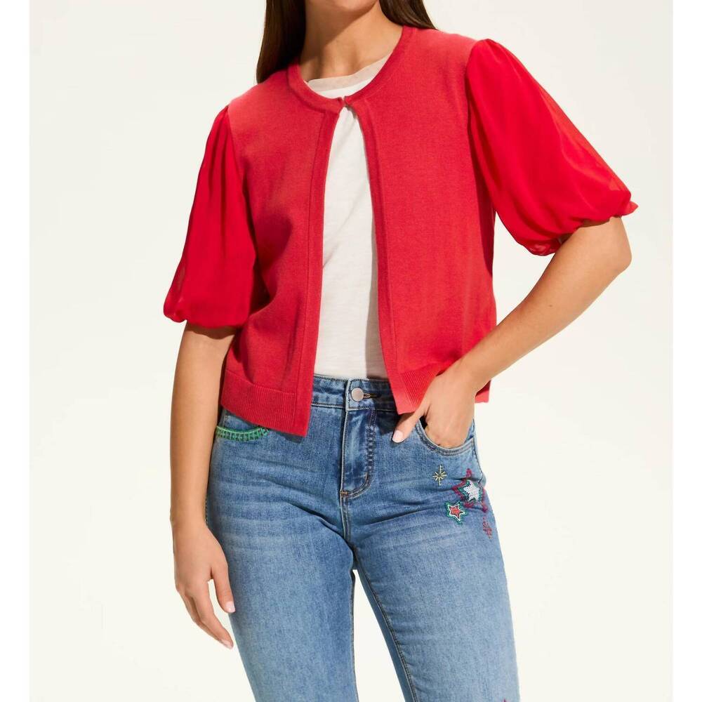 NEW FDJ eliana elbow sleeve cardigan in rouge